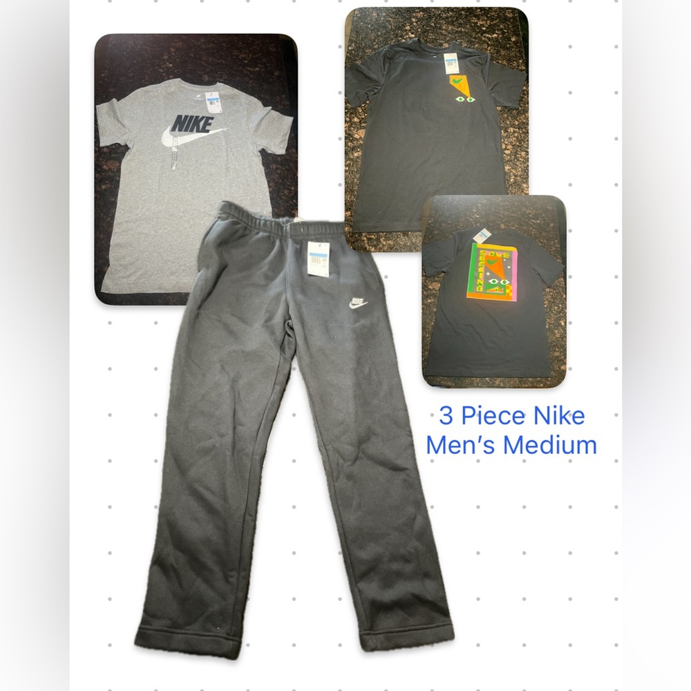 NIKE Men’s Medium 3 Piece Bundle Joggers + 2 T-Shirts